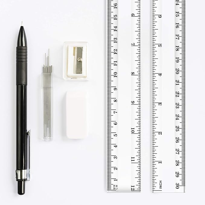 Chuangdi 20 Pieces 12 Inch Rulers Bulk Plastic Colorful Rulers for Kids Student Classroom School Office(Classic,Clear Color)