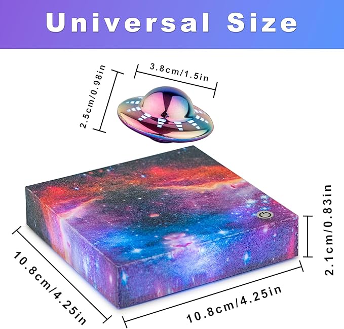 Levitating UFO Lamp - 360° Floating & Automatic rotation with RGB Color-Changing, Silent Magnetic Galaxy Night Light, Cool Tech Gadgets for Bedroom/Office Decor, Unique Gifts for Women/Kids/Teens