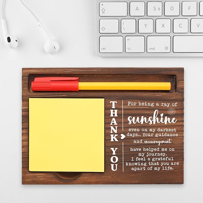 Thank You Desk Organizer Gift for Teacher Nurse Counselor Mentor Encouragement Support Guidance, Perfect for Farewell Birthday Retirement, Office Stuff Sticky Note Pad Holder Dispenser TBC174