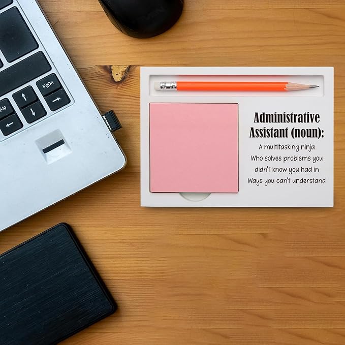 TRCENDE Administrative Assistant Gifts Funny Desk Organizer with Ninja Definition for Appreciation Farewell Administrative Professionals Day, Promotion Desk White Note Pad Holder XBCT3