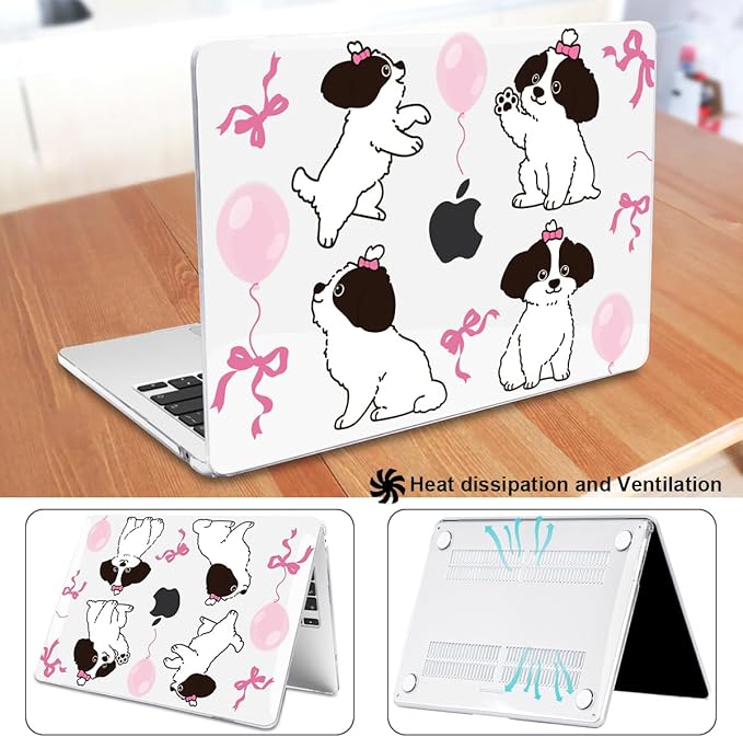 Compatible with A3240 Cover M4 MacBook Air 13.6 inch Case 2025 2024 2023 2022 Release A3113 M3 A2681 M2 Chip, Crystal Pattern Plastic Hard Shell Case for Mac Air 13 M4 Touch ID, Lovely Dog
