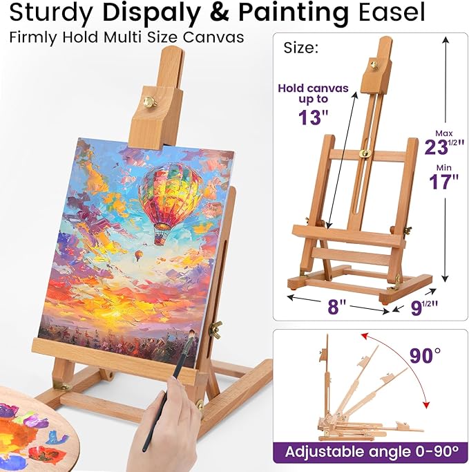ARTALLY Acrylic Paint Set for Adults & Kids, 69 Pcs Canvas Painting Kits, 32 Colors Acrylic Paint (22ML),Table Easel,Brushes,Canvas, Art Painting Supplies Kit for Students,Artists,Beginners