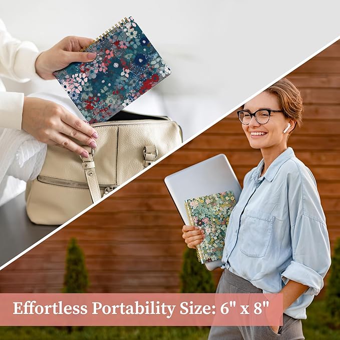 Taja Aesthetic Set of 3 Spiral Notebook for Work, A5 Cute Pretty Lined Journal for Women & Writing, College Ruled Journaling Notebooks, Perfect for School & Office Supplies - Wild Garden