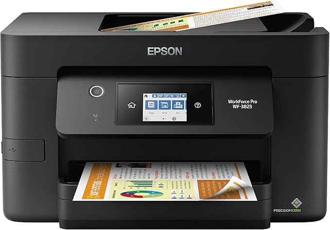 Epson Workforce Pro WF-3823 Wireless All-in-One Printer with Auto 2-Sided Printing, 35-Page ADF, 250-Sheet Paper Tray and 2.7" Color Touchscreen, Black