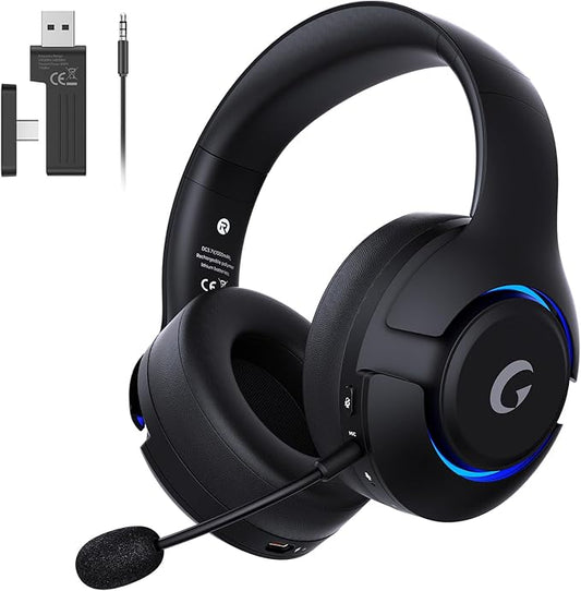Gtheos Wireless Gaming Headset for ps5, ps4, Elden Ring, PC, Mac, Switch, Bluetooth 5.3 Gaming Headphones with Noise Canceling Microphone, 45H Battery, RGB Light, Black
