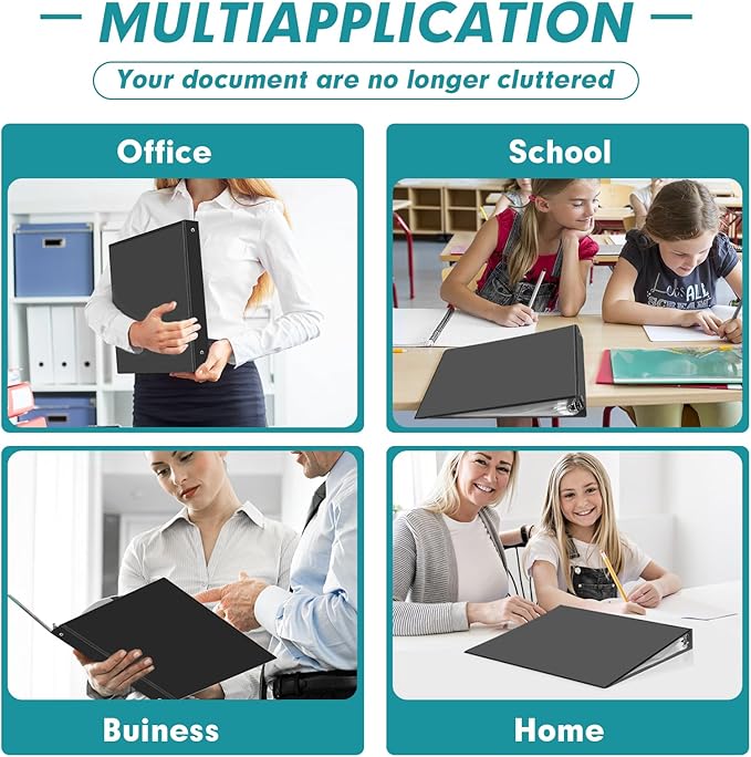 3 Ring Binder 1 Inch, PANDRI 12 Pack 1-Inch Binder Fits Letter Size 8.5'' x 11'' Paper, Versatile Binders for Office Home School, 2 Pockets, Black