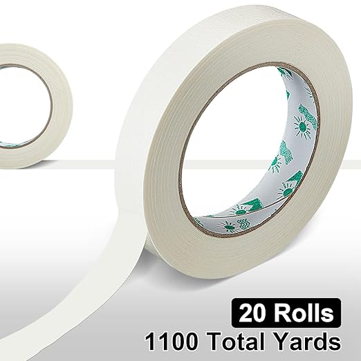 Leelosp 25 Rolls Masking Tape Bulk General Purpose Masking Tape Paint Craft Painter Artist Multi Use School Classroom Supplies, 0.75 Inch x 55 Yards, 1375 Yards Total (Beige)