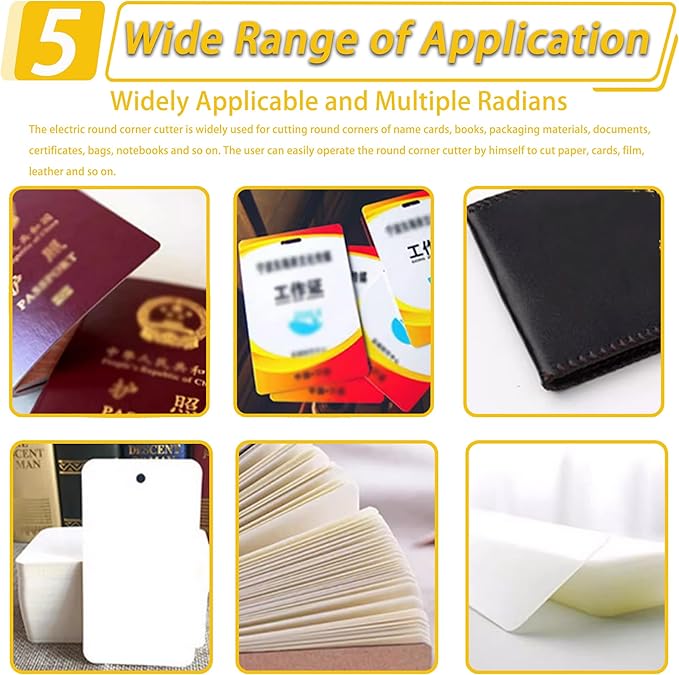 Electric Corner Rounder Machine 50mm Capacity Round Corner Cutter with Safety Guard & Foot Pedal 7PCS Blades R3-R9 Commercial Corner Rounding for Documents Certificates Books Packaging