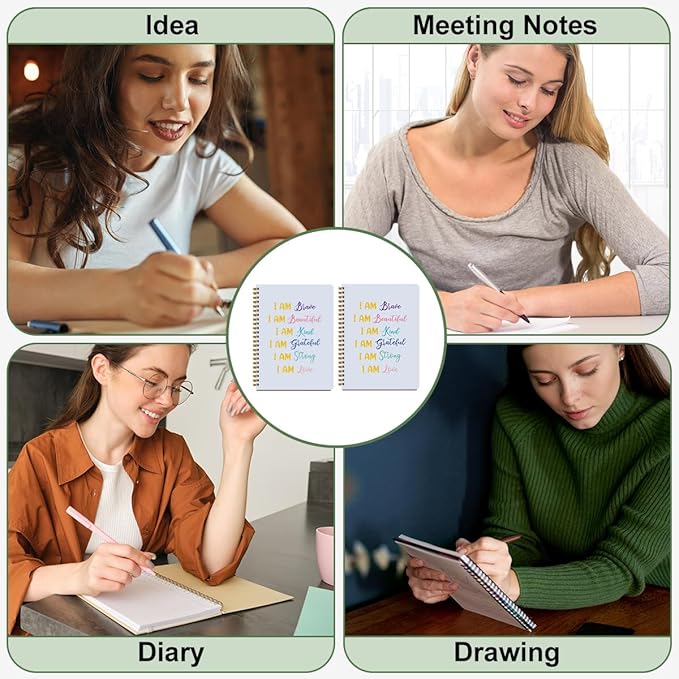 2 Pcs Positive Affirmations Notebook, Spiral Notebook College Ruled, Journaling Notebooks for Work, Motivation Note Books Home College Office Supplies Motivational Gifts for Women, Friend
