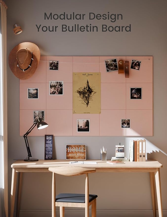 Large Felt Bulletin Board 36" x 24" Cork Board Alternative-6 Pack with 40 Safe Removable Adhesive Tabs, Cork Boards for Walls Cork Board for Home Office Classroom Pin Board - Coral