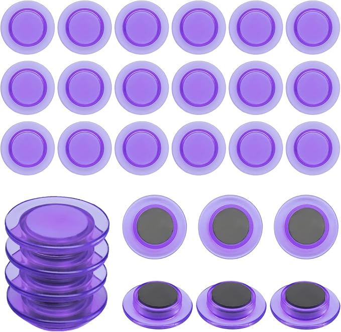ZDZBLX Fridge Magnets, 28 Pack Magnet Strong Magnets Refrigerator Magnets Small Magnets for Whiteboard, Heavy Duty Magnets Mini Magnets Cute Round Magnets for Fridge, Locker, Classroom,Office (Purple)