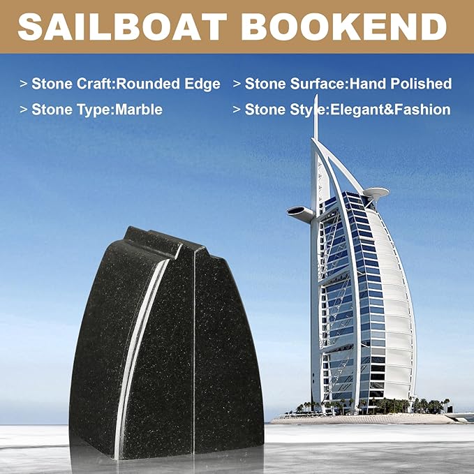 Koville Granite Bookends for Shelves, 10Lbs Large Bookends for Heavy Books, Non-Slip Heavy Duty Book Stopper for CD/Movies, Aesthetic Decorative Book Ends for Bookshelf Table Home Office(Black)