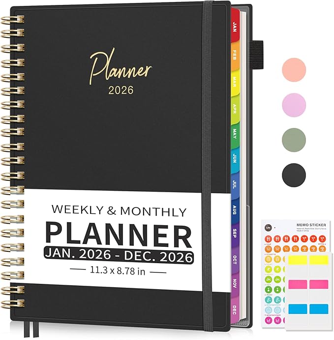 EMSHOI 2026 Appointment Book, A4 15-Minute Hourly Planner, JAN 2026 - DEC 2026, Daily Weekly Monthly, 100GSM Thick Paper, PVC Cover, Colorful Tabs - for Work, School, Salon Scheduling