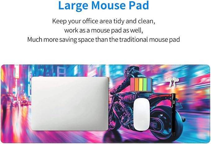 Motorcycle Mouse Pad 31.5 X 11.8 Inch Big Desk Rubber Base Stitched Edges Keyboard Pad XXL Mouse Mat for Home Game and Office
