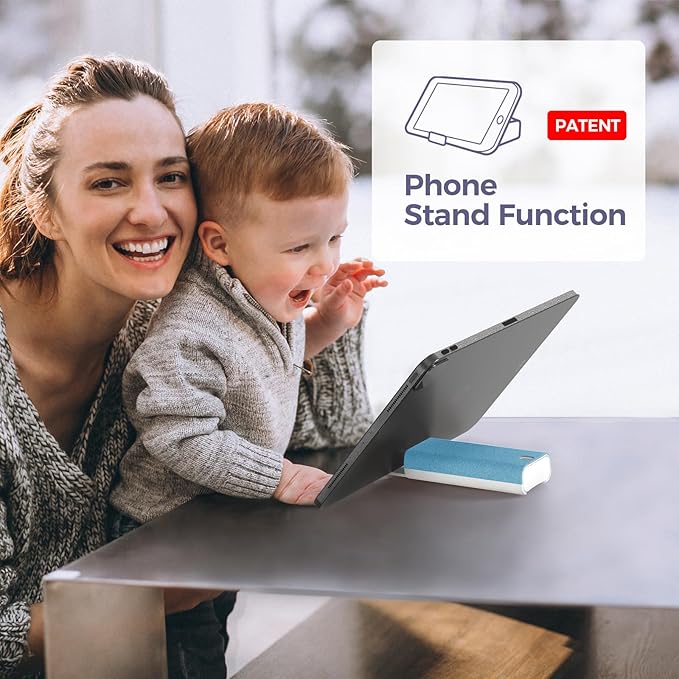 CLICK CLEAN Touchscreen Mist Cleaner, Screen Cleaner, All in One Screen Cleaner Spray with Microfiber and Phone Stand for All Phones, Laptop and Tablet Screens (Light Blue)