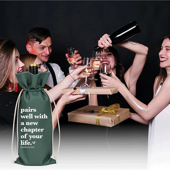 XFW Grey Funny New Chapter Wine Bag New Beginnings Gifts for Women Men Farewell Gifts for Friends Going Away Gifts for Coworkers Women Men Moving Away Gifts for Friends New Teacher Gifts