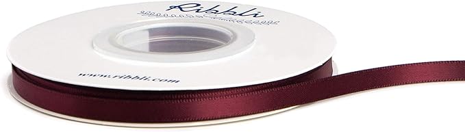 Ribbli Double Faced Burgundy Satin Ribbon,1/4” x Continuous 25 Yards,Use for Bows Bouquet,Gift Wrapping,Floral Arrangement