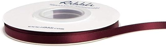 Ribbli Double Faced Burgundy Satin Ribbon,1/4” x Continuous 25 Yards,Use for Bows Bouquet,Gift Wrapping,Floral Arrangement