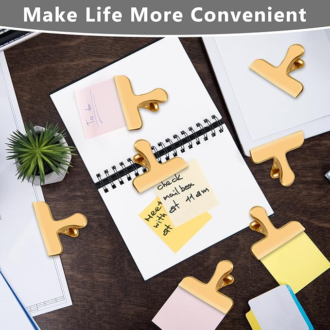 8 Pack 3 Inch Wide Stainless Steel Chip Clips Food Bag Clips Heavy Duty Food Bag Clamp, Chip Clips Metal Hinge Clip File Clamps