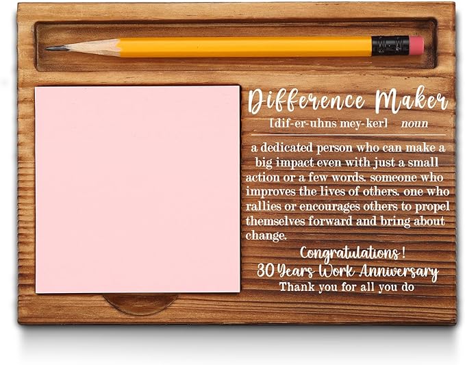 30th Work Anniversary Sticky Note Holder, Thank You Appreciation 30 Year Work Anniversary Decor Gifts for Coworker, Employee, Him, Her, Happy 30th Work Anniversary Self-Stick Note Pad Holders GAA47