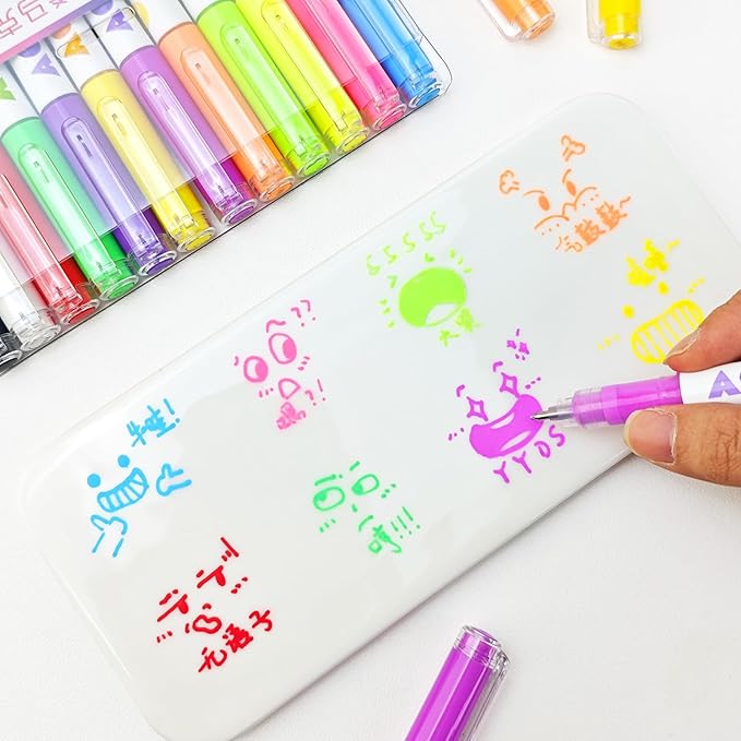 kander Direct High Gloss Acrylic Marker, 12 Colors Acrylic Paint Pens with Bullet Tip, Nicety Fine Tip Gel Pens for Teenagers, Multi-Purpose Art Supplies for Rock Painting, Crafts, DIY