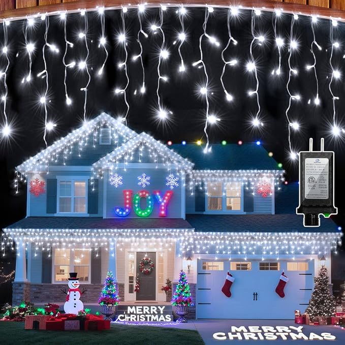1620 LED Christmas Lights with 360 Drops,164ft 8 Modes Fairy Hanging String Lights with Timer Waterproof, Plug-in Hanging String Lights for Outdoor Holiday Wedding Party Christmas Decor (Cool White)