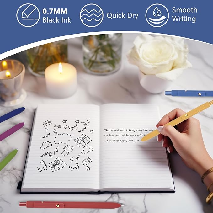 FIOVER 12Pcs Gel Pens, 0.7mm Medium Point Smooth Writing Pen, Black Gel Ink Journaling Supplies for Note Taking, Cute Aesthetic Office School Supplies Gifts for Women(12PCS Black Ink)