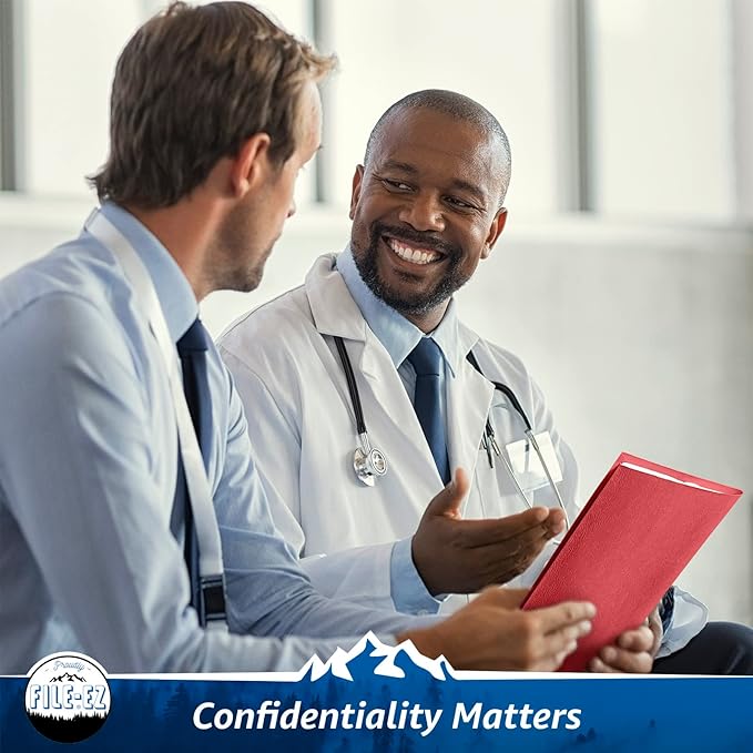 FILE-EZ Two-Pocket Folders, Red, 25-Pack, Textured Paper, Letter Size (EZ-32558)