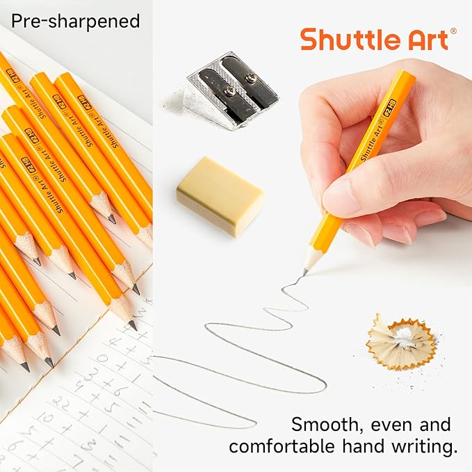 Shuttle Art 900 Pack #2 HB Golf Pencils, Wood-cased 3.5” Mini Pencils Bulk, Pre-sharpened Small Pencil for Kids Teachers Writing Marking Sketching, Classroom Essentials, Back to School Supplies