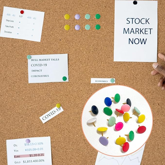 300 PCS Colors Thumb, Tacks Plastic Round Head Thumbtack, Colors Plastic Roundness Push Pins, Roundness Head Thumbtack for Map, Office, Photo Wall, Cork Board