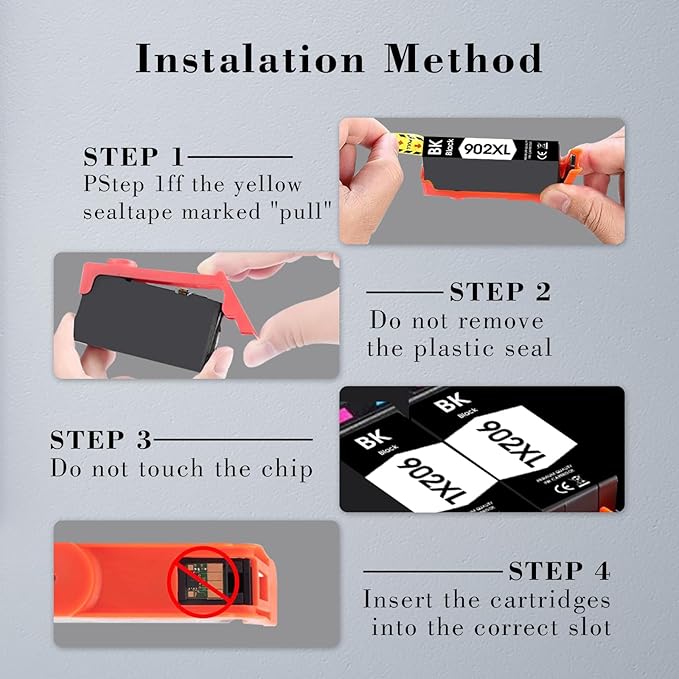 902XL 902 Ink Cartridges for HP Printers Replacement for HP 902XL 902 XL HP902XL/902 HP902XL Black Combo Pack for HP Officejet Pro 6978 Ink Cartridges Work for 6968 6958 6970