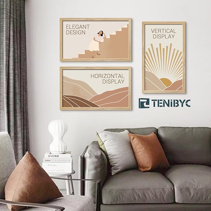 14x24 Poster Frame Set - 4 Pack, Natural Solid Wood, Elegant Wood Grain Picture Frame, Wall Gallery Frame