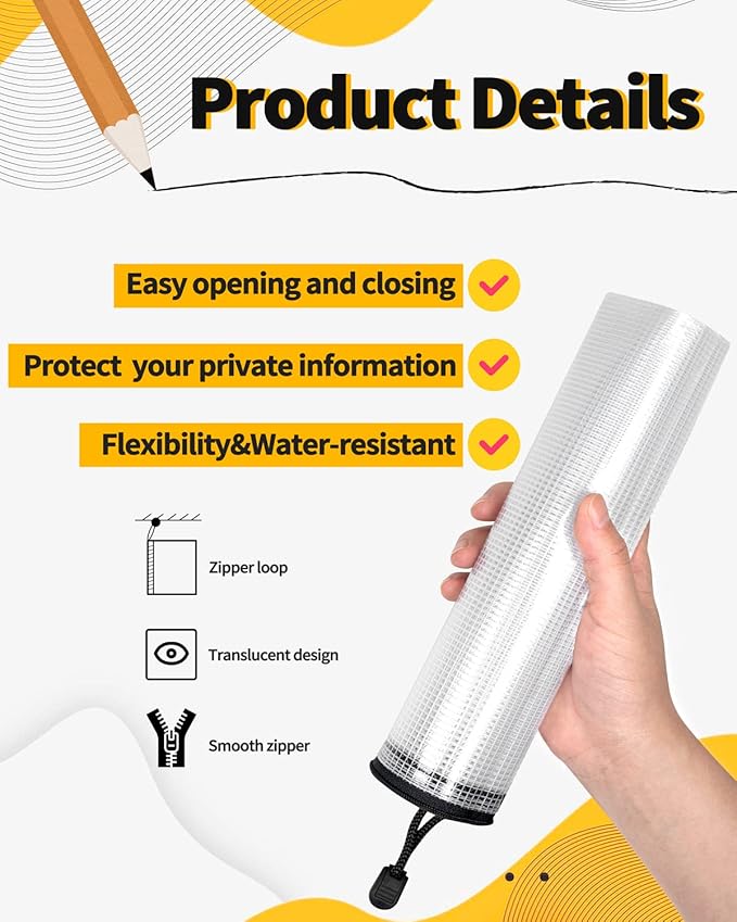 SUNEE Multisize Plastic Zipper Pouches (Black, 18 Packs), Water-Resistant Zip Bag for School Office Supplies, Puzzles & Games Organizing Storage