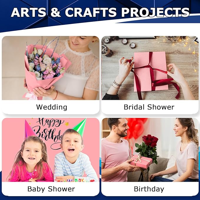 Vanhench Pink Wrapping Paper Roll 36" x 2400" (200'), Graduation Wrapping Paper, Pink Art Kraft Paper for Birthday, Wedding, Baby Shower, Bouquet Flower, Mothers Day Gifts, Crafts Wrapping