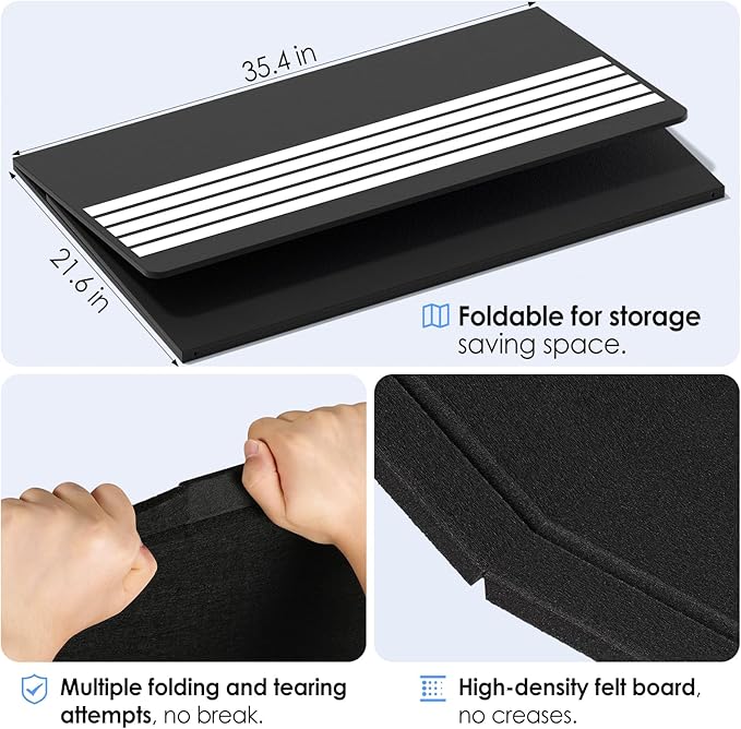 MaxGear Extra Large Bulletin Board 60" x 36", Foldable Felt Board Vision Board Supplies, Cork Board for Office, Home, School, Small Pin Boards for Walls Decorative Display Board Black