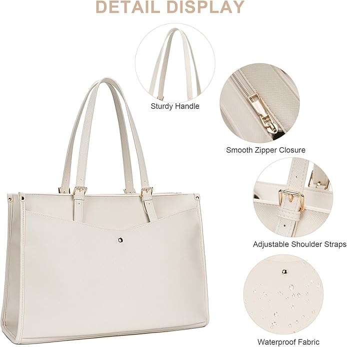 Laptop Tote Bag Women, Work Tote with Multi Pockets, Nurse Bag with Large Cup Holder, For Work, Travel, Daily Use