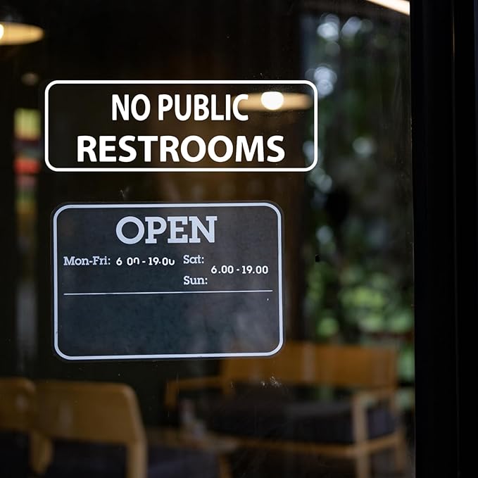 No Public Restrooms Sign for Business Sign 9x3 Inch Sticker Vinyl Window Door Signs Waterproof UV Proof Decal 5 Pack