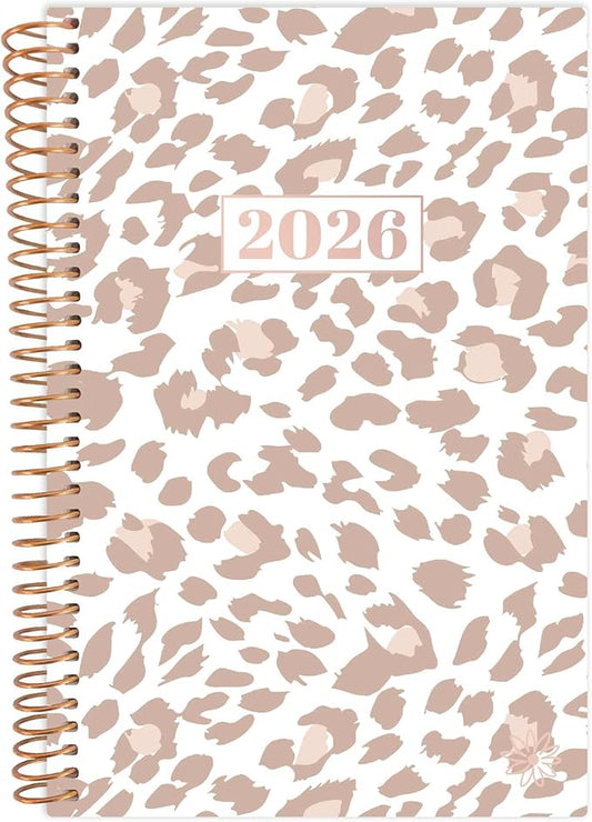 bloom daily planners 2026 Pocket Planner - 4” x 6” - (January 2026 - December 2026) - MINI Weekly/Monthly Agenda Organizer & Calendar Book - Tan Leopard