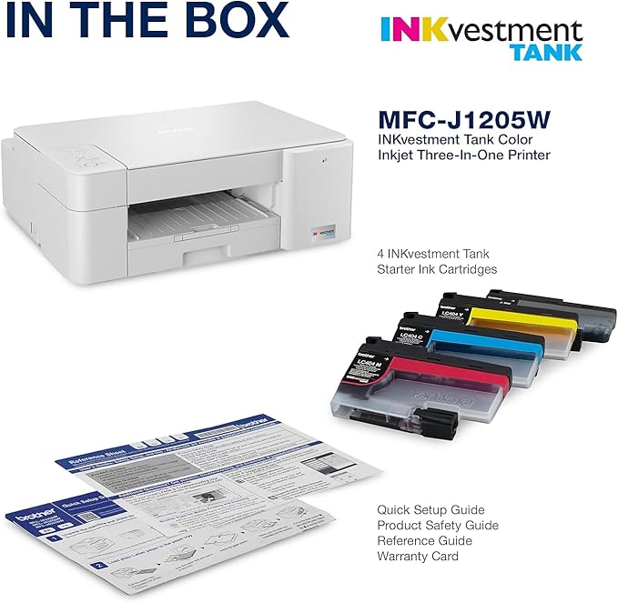 Brother MFC-J1205W INKvestment -Tank Wireless Multi-Function Color Inkjet Printer with Up to 1-Year in Box, Works with Alexa