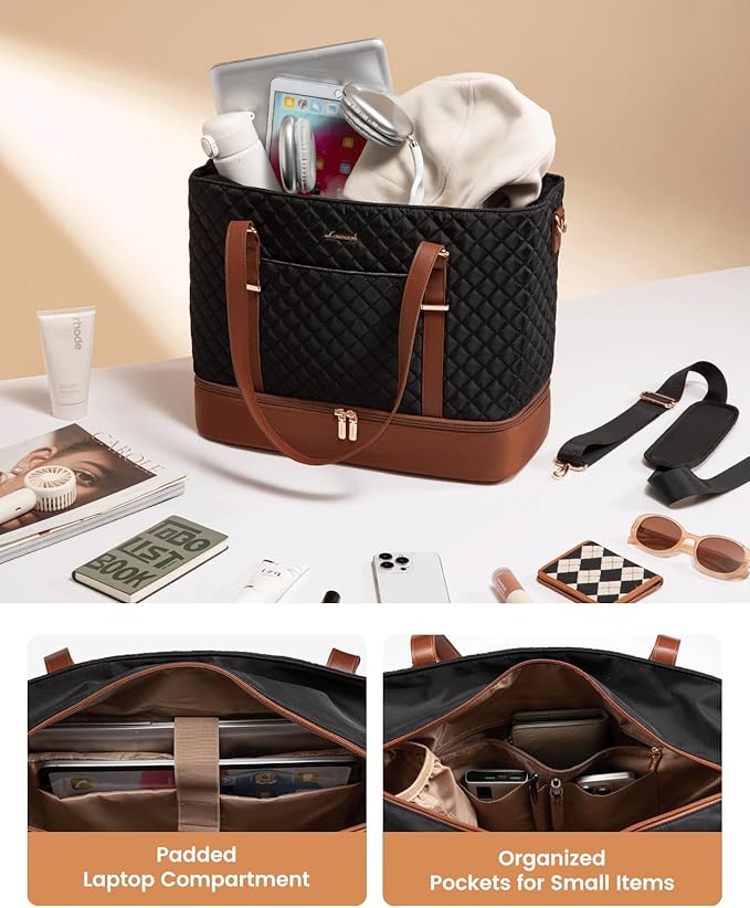 LOVEVOOK Lunch Tote Bag for Women, 15.6 Inch Laptop Work Bag With Lunch Compartment & Large Cup Holder, Lightweight Work Briefcase for Travel, Bussiness, Teacher