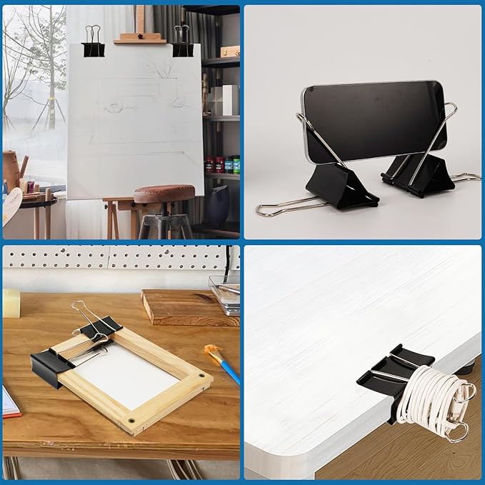 Jumbo Binder Clips 3 Inch - Extra Large Binder Clips 24 Pack, Heavy Duty Office Binder Clips for Paper, Documents, School & Office Supplies (24, 3 inch)