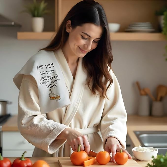 Funny Wine Kitchen Towels, Whiskey Lovers Gifts Hand Towels for Kitchen Decor, Gifts for Wine Lovers Women Men Decorative Dish Tea Towels for Home Bar Pub, 16x24 Inch