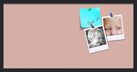 PinPix 36x18 Inch Cork Bulletin Board. This Decorative Framed Pin Board Comes with Pink Pastel Design and a Satin Black Frame. Ideal for Home Office Decor or Message Board (PinPix-1813)