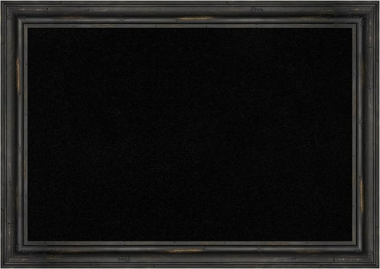 Amanti Art Black Cork Board for Wall, 19x27 Vision Board with Black Wood Frame, Medium Corkboard Office Decor for Home Organization, Country Rustic Corkboard Pinboard to Display Items for Home