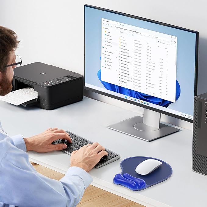 Mouse Pad with Gel Wrist Rest, Ergonomic Mouse pad Comfortable Computer Wrist Support for Laptop, Pain Relief Mousepad with Non-Slip PU Base for Office & Home Blue