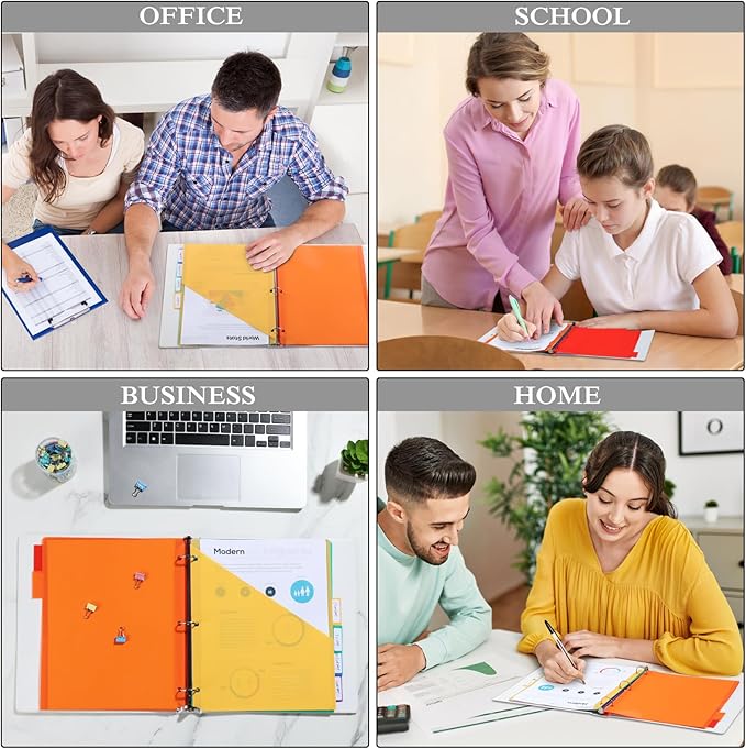 SEEKIND 12 Pack Binder Dividers with Pocket,12 Tab Binder Dividers for 3 Ring Binders,Subject Dividers for US Letter Size in 0.5, 1, 2, 3 inch Binders, Multicolor (12)