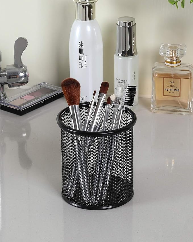 EasyPAG Metal Mesh Pen Holder for Desk Office Black 2 Pack Pencil Holder, Pen Holder Cup, Pencil Cup Holder, Pen Organizer