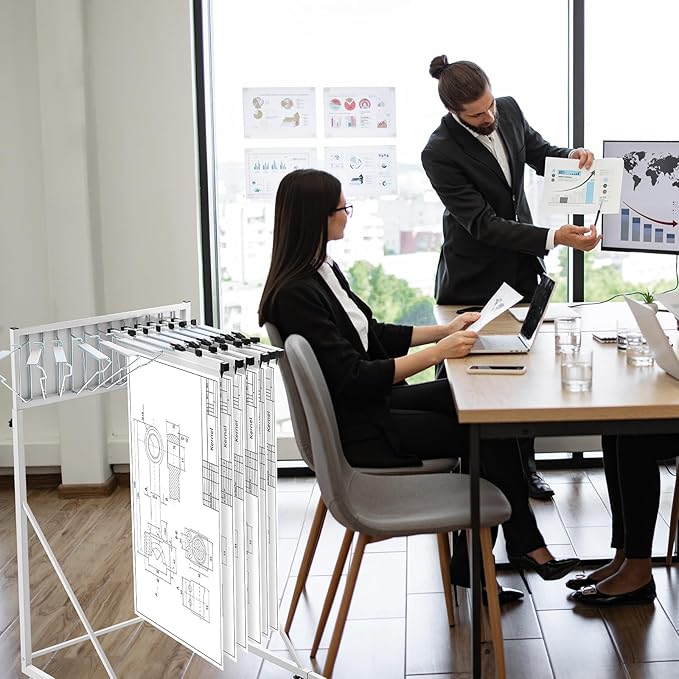 Estune 6 Pcs Blueprint Hanging Clamps Binding Strips Storage for Construction Paper Poster Plans Drawings Arts(18 Inches)