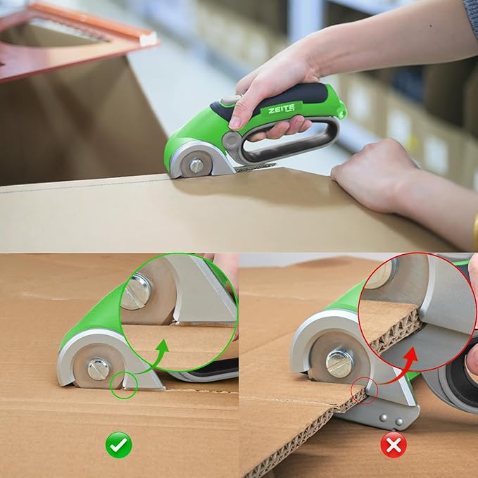 ZEITE 4V Cardboard Box Cutter,Cordless Electric Scissors,with 2 Blades,Storage Box,USB Charging Cable,Max Cutting 1/4",Ideal for Cardboard,Thin Carpet & Plastic Recycling,Easy to Hold and Safe