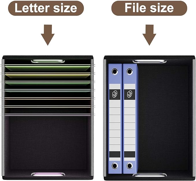 Huolewa File Organizer Boxes with Lids, Collapsible Faux Leather Hanging File Folder Box Organizer with Plastic Slide, Decorative Home/Office Filing System Boxes for File and Folders Storage